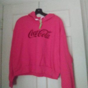 Vintage Coca Cola Pink Hoodie Crop Sweatshirt Size XXL, Trademark Original